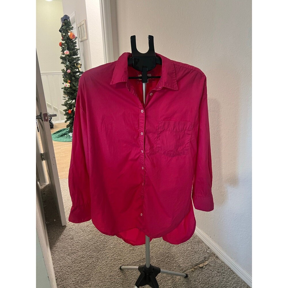 Maeve by Anthropologie Oversized Pink Button Down Shirt Dress Women’s Size Large - Picture 2 of 9